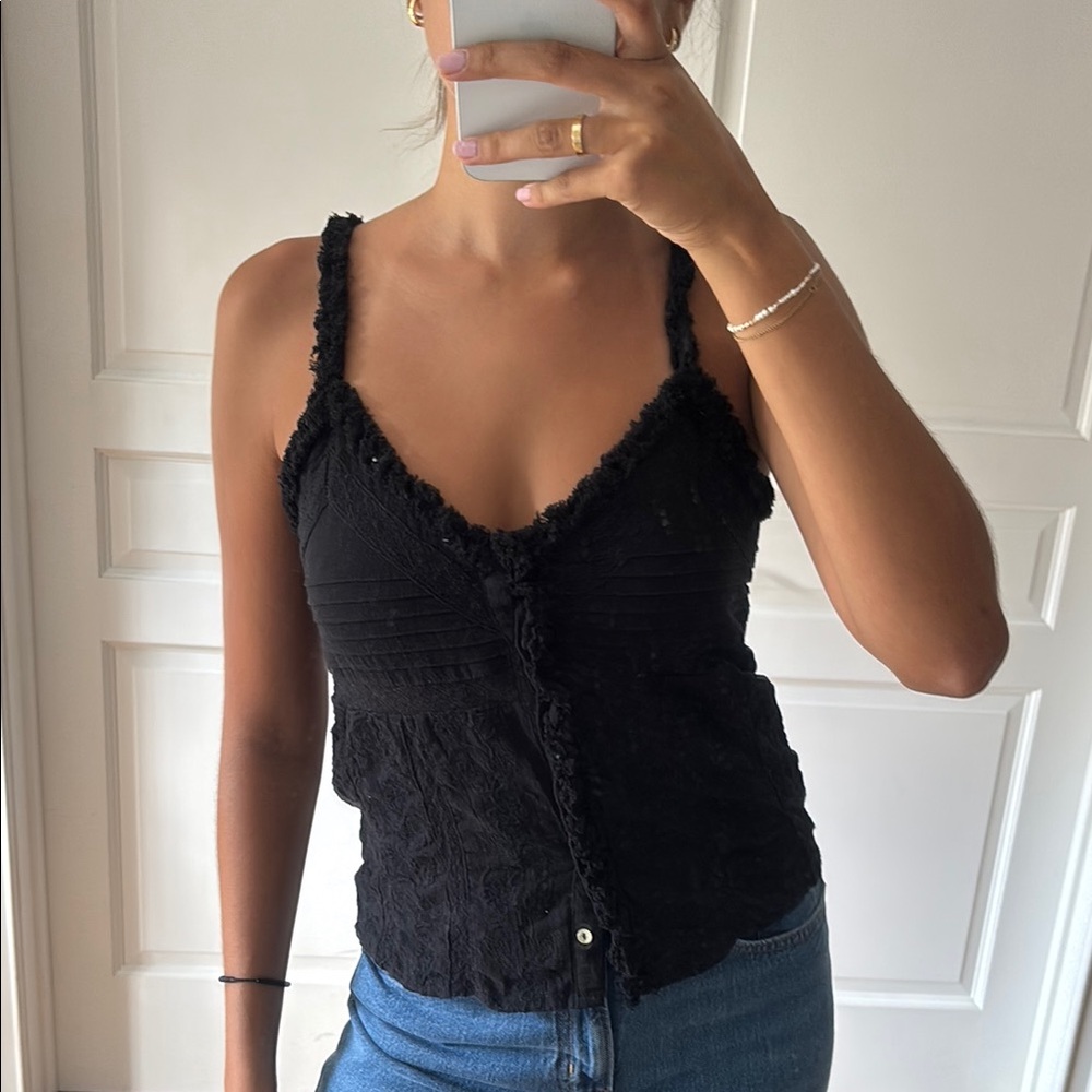 Zara black embroidered blouse